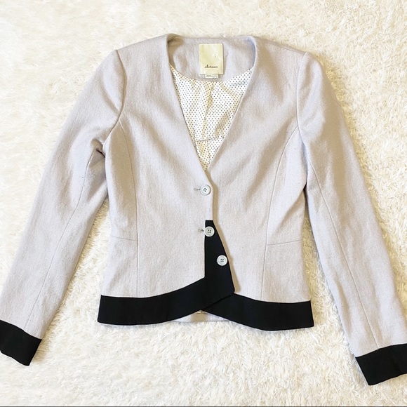 Elevenses Stone and Black Wool Blazer - Picture 2 of 8